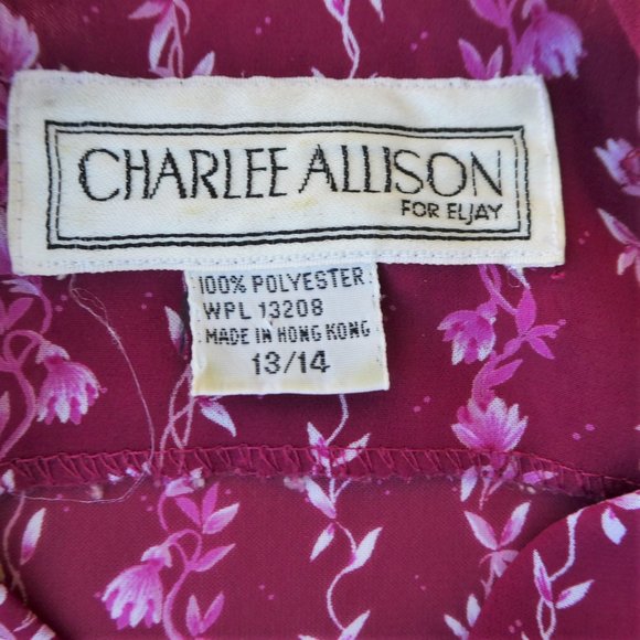 Vintage 70s Dress Floral Leis Puff Half Sleeve Draped Neck Pearlized Buttons - Picture 8 of 9